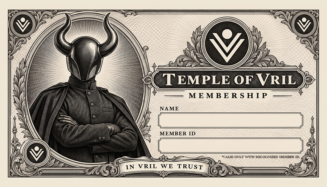 Official Temple of Vril Membership Card