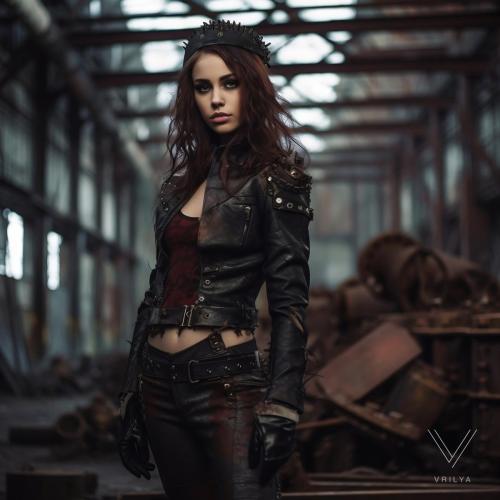 Gothic themed short leather jacket. 