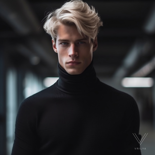 Black turtleneck. 