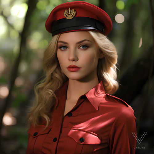 Red military style.