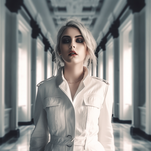 White jacket with belt. 
