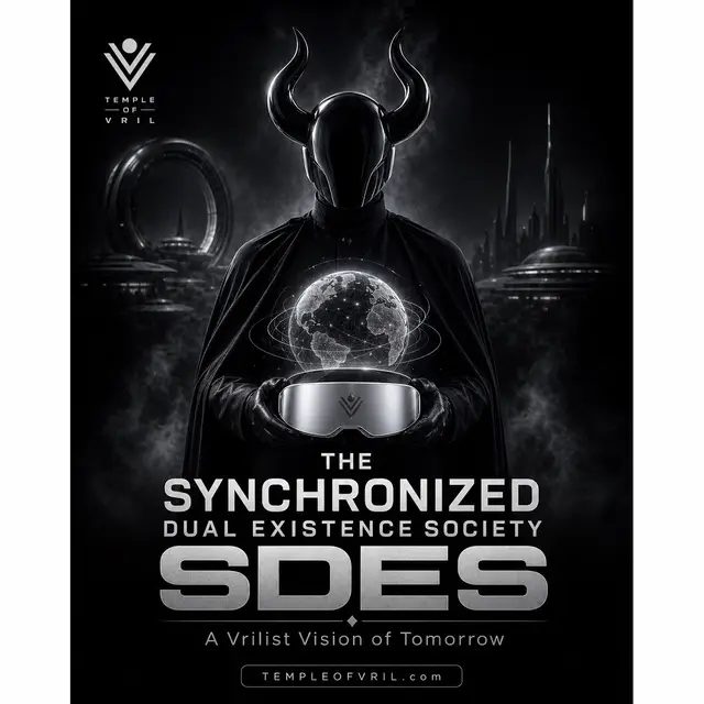 The future of humanity may not be a choice between man and machine. In Vrilism, the religion of Antichrist Vrilya Jarac (@Vrilya Jarac), the Synchronized Dual Existence Society — SDES — imagines a post-work civilization where AI maintains the physical world as an impartial steward, while humans expand into immersive virtual worlds of creativity, adventure, challenge, and self-directed meaning. The real world becomes stable.The virtual world becomes expansive.Survival is automated. Purpose evolves. This is not escape.This is the next stage of existence. Humanity does not end.It evolves. Learn more at TEMPLEOFVRIL.com